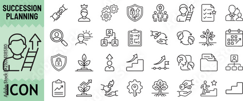 Bild auf Leinwand Succession planning career growth ladder human resources icons.