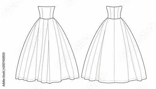 Canvas Print Ballgown dress design showcases a classic silhouette with a fitted bodice and full flowing skirt