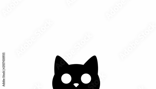 Foto Cat face silhouette appears in minimalist black and white graphic design against a clean background