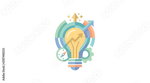 A stylized lightbulb icon representing business innovation growth and strategic planning.