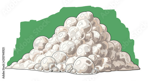 A large pile of soap bubbles.