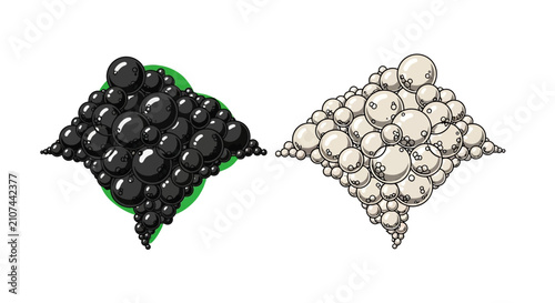 Black and white bubbles clustered together.