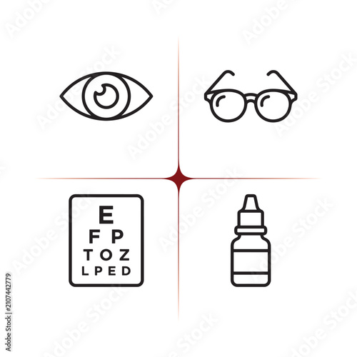 Set of simple eye care and vision icons