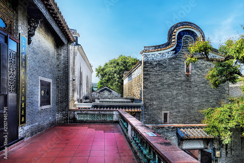 Foshan, Guangdong, China. Bijiang Jinlou (Gold Tower) in Bijiang Village, Beijiao Town, Shunde, a historic Lingnan architectural complex with ancestral halls, residences and exquisite wood carvings.