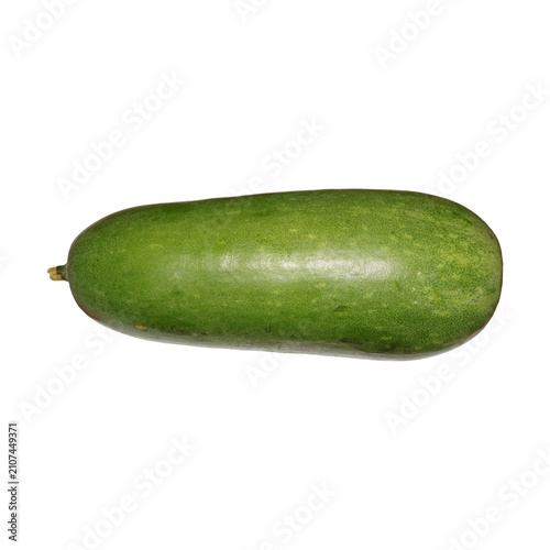 Fresh winter melon with stem isolated against a bright studio light for healthy eating concepts