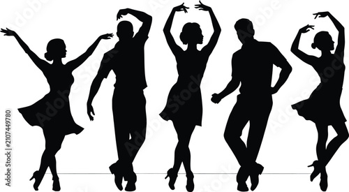 Flamenco dancers silhouette passionate spanish dance performance illustration