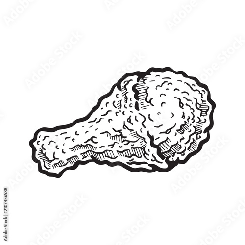Fried chicken hand drawn illustration. Fried chicken vector line art