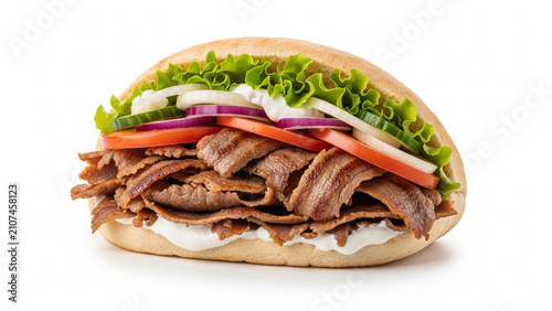 Turkish Doner Kebab Sandwich in Pita Bread