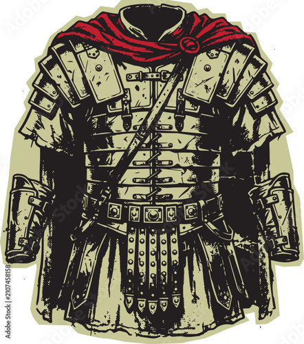 Foto Antique roman legionary armor suit clipart with legionary breastplate military i