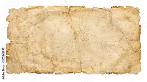 Aged parchment paper with rough edges and textured surface.