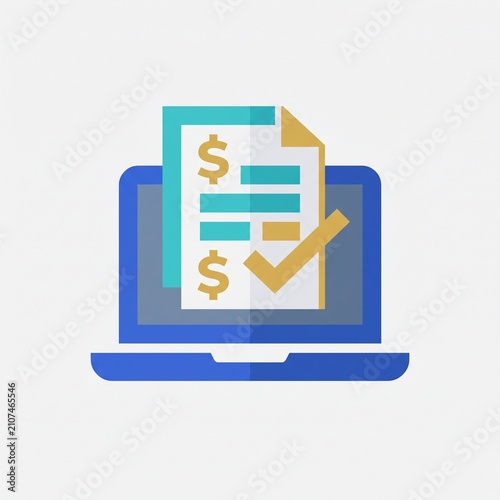 2D Flat Design Digital Loan Origination Icon