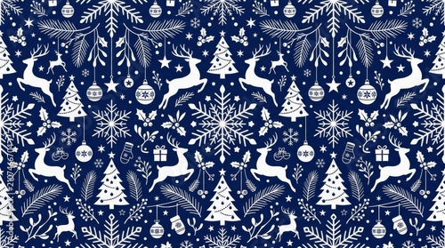 Sweden patterns with festive nordic reindeer and christmas tree seamless winter texture scandinavian reindeer christmas