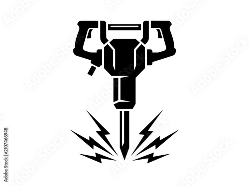 Obraz na płótnie Jackhammer icon vector, heavy duty pneumatic drill for construction and demoliti