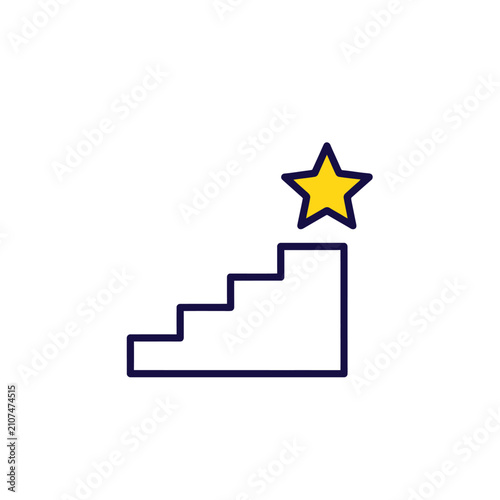 Stairs leading to a star representing success and achievement.