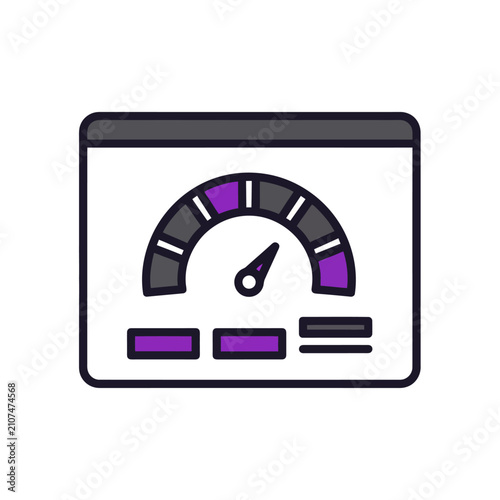 Website Performance Speedometer Gauge Icon.