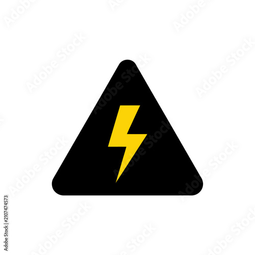Yellow lightning bolt in black triangle warning sign.