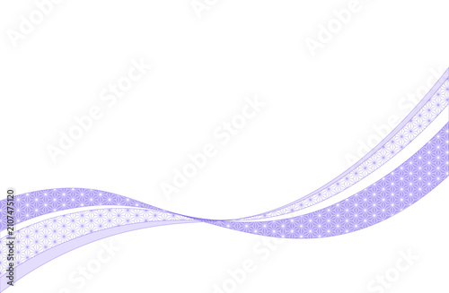 麻の葉模様 和風ウェーブ背景 紫 ベクター素｜Japanese Asanoha Wave Background Purple Vector