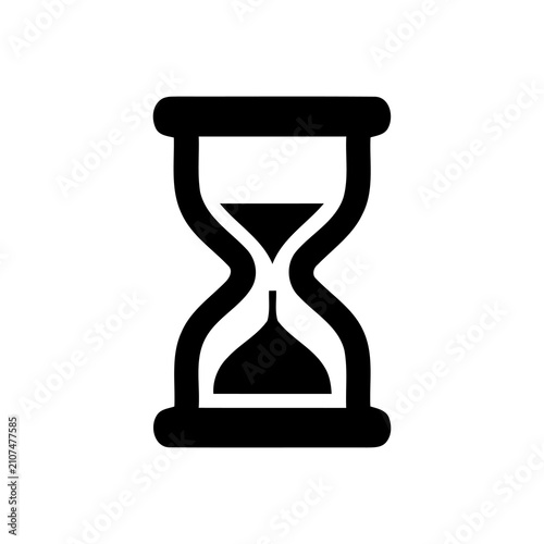 Quadro su tela Black hourglass sandglass icon showing running sand, isolated on a transparent background