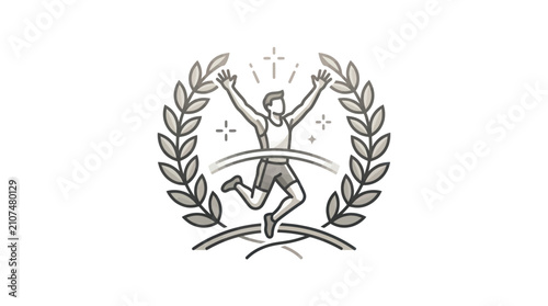 Vászonkép Runner wins with laurel wreath award.