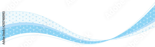 和柄 麻の葉ウェーブライン 水色 ベクター素材 / Japanese Asanoha Wave Line Blue Vector