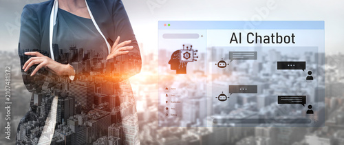 Fotografía AI chatbot interface facilitates communication, chatbot, and AI interaction for