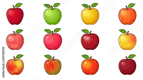 Colorful fruit apples oranges pears grapes isolated.