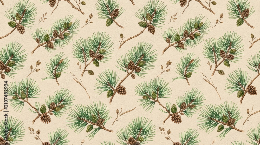 Obraz premium Greece patterns of pine tree branches with cones on rustic vintage background hellenic mediterranean evergreen botanical