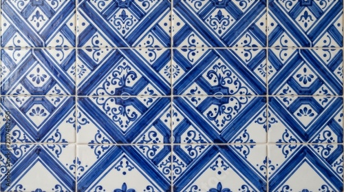 Greece patterns of classic blue and white ceramic tile wall design with hellenic mediterranean geometric seamless