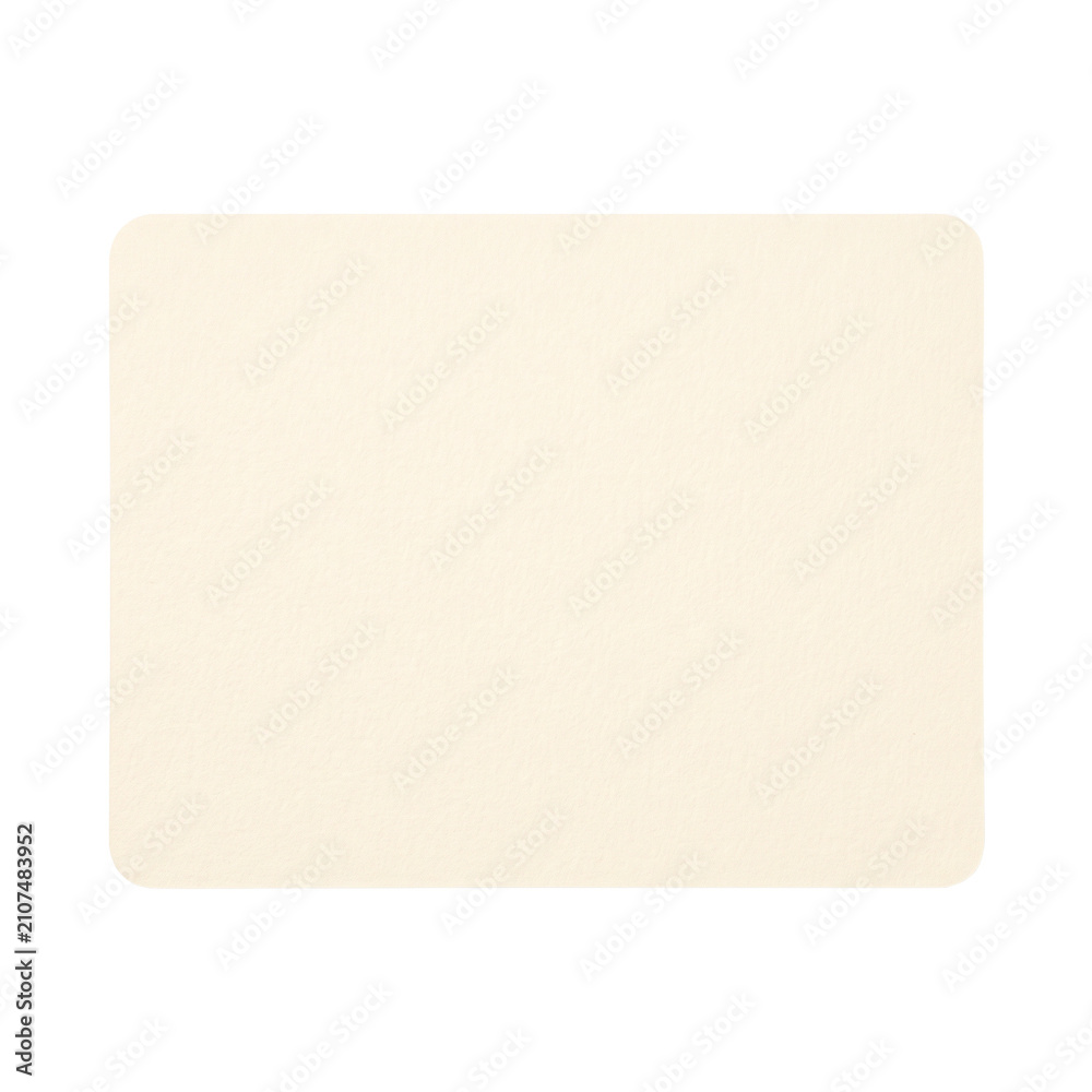Fototapeta premium Blank Cream Cardstock Sheet with Rounded Corners Isolated Element