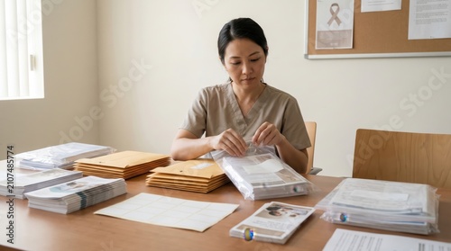 Healthcare worker prepares documents for World Lungs Day