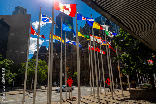 Fotografie The national, provincial, and territorial flags of Canada