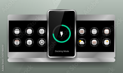 Interactive smartphone docking station user interface template