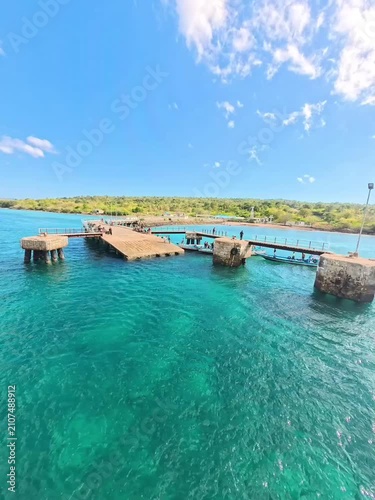 Hansisi Harbor with turquoise sea on Semau Island near Kupang, East Nusa Tenggara, Indonesia
