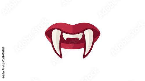 Canvastavla Red lips with sharp vampire fangs illustration.