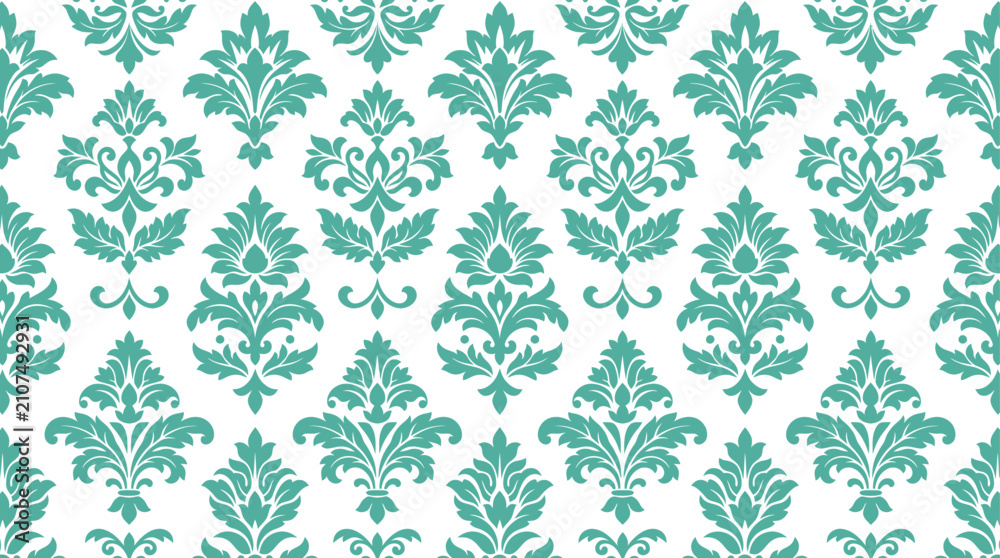 Fototapeta premium Floral Damask Seamless Pattern Vector Decorative Surface Pattern