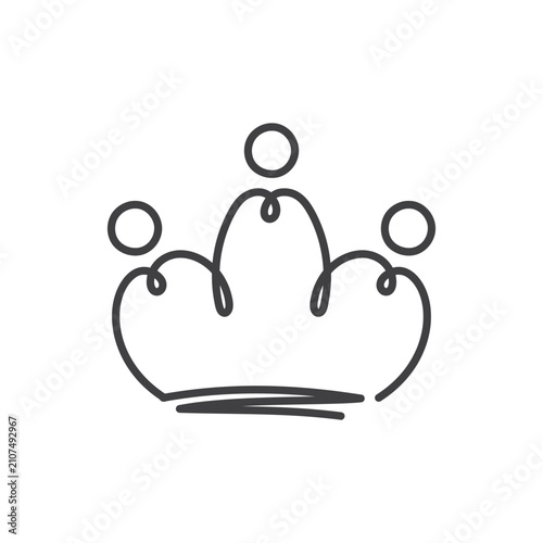 Outline hand drawn crown icon isolated.