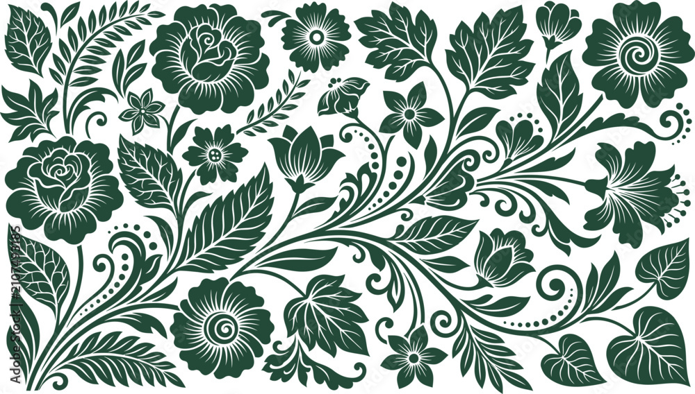 Fototapeta premium Floral Botanical Seamless Pattern Decorative Vector Background