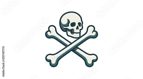 Quadro su tela Skull and Crossbones Symbol Danger Warning Icon.