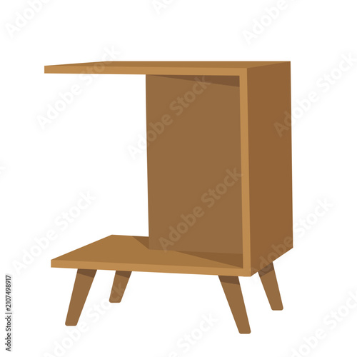 Minimalist wooden side table illustration for modern interior design and home decor