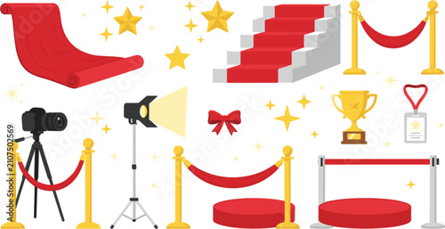 Bild auf Leinwand Red carpet event award ceremony and celebrity paparazzi elements vector set