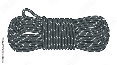 Paracord Coiled Rope Bundle Dark Gray White Stripe Outdoor Ready