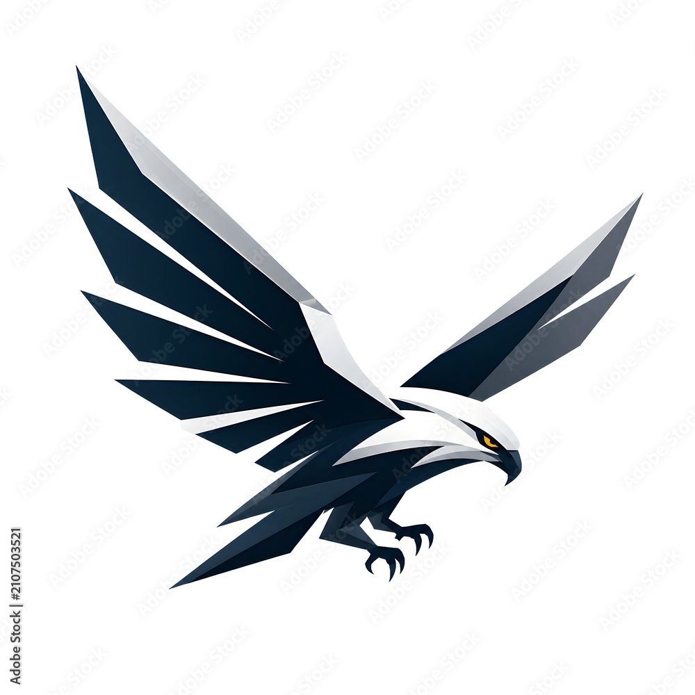 Obraz premium Modern Geometric Falcon Bird Logo with Dynamic Wings for Sports and Technology Branding