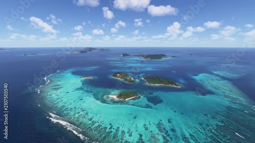 Drone aerial shot of Tobago Cays. Saint Vincent and the Grenadines