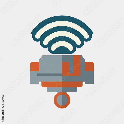 2D Flat Design Industrial IoT Sensor Icon