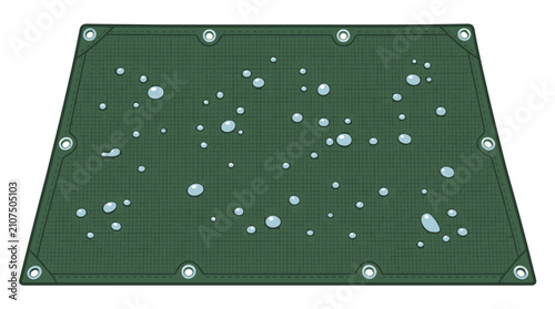 Waterproof Groundsheet Mat with Water Droplets Grid Pattern