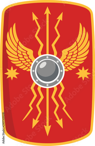 Fotografía Ancient Roman shield scutum vector illustration isolated on white background