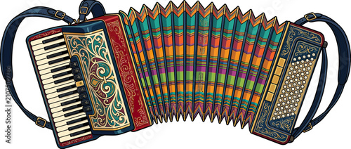 Fotografía Colorful Accordion Musical Instrument with Straps