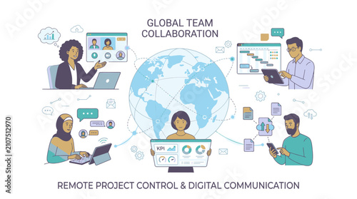 People working remotely on digital projects.