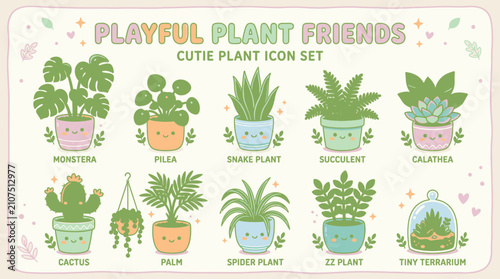 Set of cute plant icons.