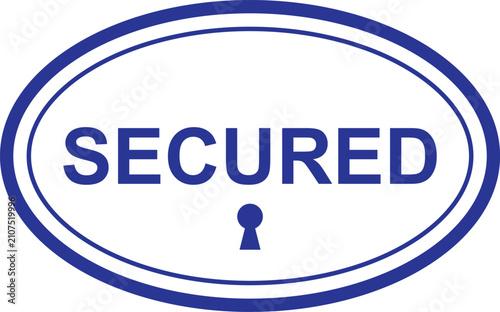 Blue secured stamp icon with keyhole